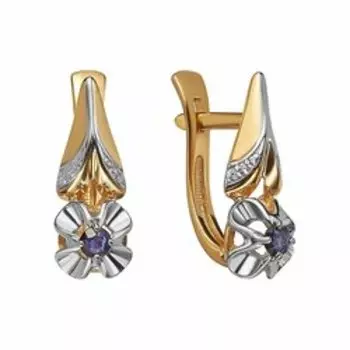 Серебряные серьги с сапфирами и фианитами