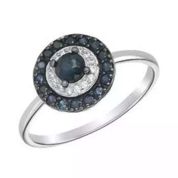 Серебряные серьги с сапфирами и фианитами