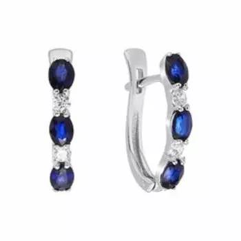 Серебряные серьги с сапфирами и фианитами