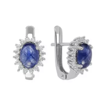Серебряные серьги с сапфирами и кубическим цирконием