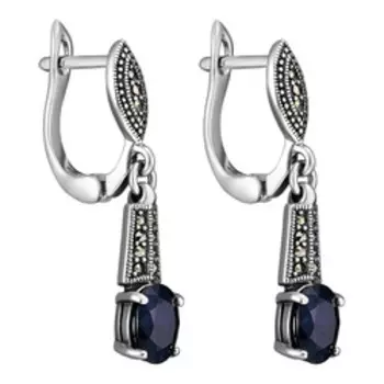 Серебряные серьги с сапфирами и марказитами