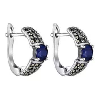 Серебряные серьги с сапфирами и марказитами