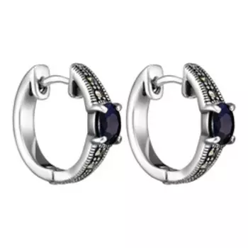 Серебряные серьги с сапфирами и марказитами