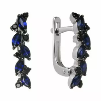 Серебряные серьги с сапфирами и шпинелью