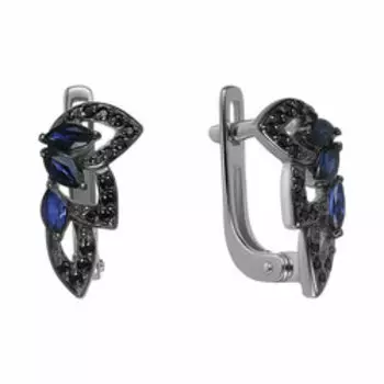Серебряные серьги с сапфирами и шпинелью