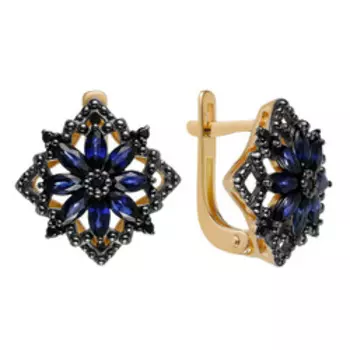 Серебряные серьги с сапфирами и шпинелью