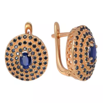 Серебряные серьги с сапфирами и шпинелью