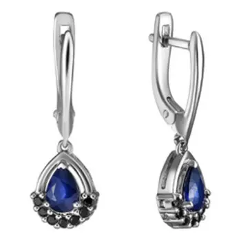 Серебряные серьги с сапфирами и шпинелью