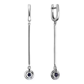 Серебряные серьги с сапфирами и шпинелью