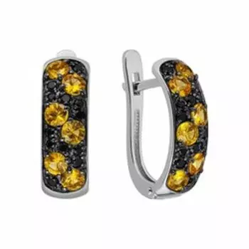 Серебряные серьги с сапфирами и шпинелью