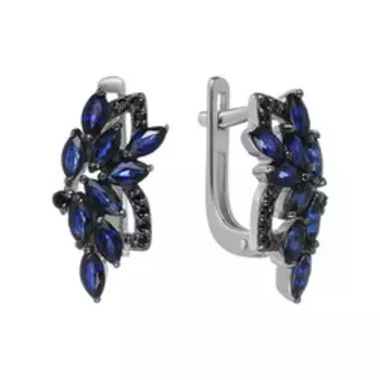 Серебряные серьги с сапфирами и шпинелью