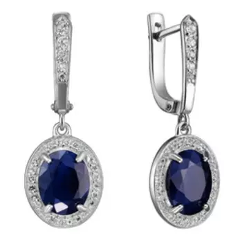 Серебряные серьги с сапфирами и топазами