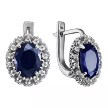 Серебряные серьги с сапфирами и топазами