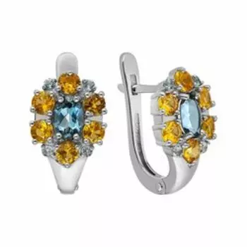 Серебряные серьги с сапфирами и топазами London