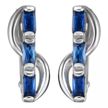 Серебряные серьги с сапфировым кварцем