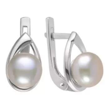 Серебряные серьги с серым жемчугом
