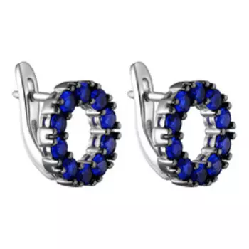 Серебряные серьги с синей наношпинелью