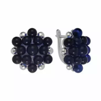 Серебряные серьги с синим янтарем