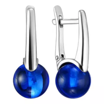 Серебряные серьги с синим янтарем