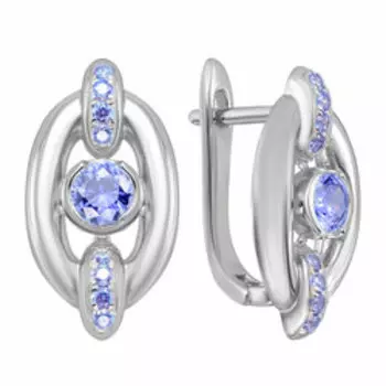 Серебряные серьги с синими фианитами