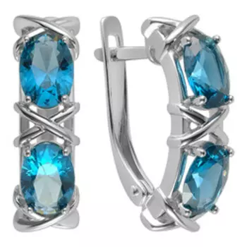 Серебряные серьги с синими фианитами
