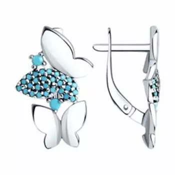 Серебряные серьги с ситаллами "Бабочки"
