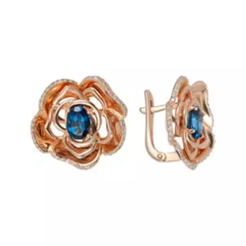 Серебряные серьги с ситаллами "Цветы"