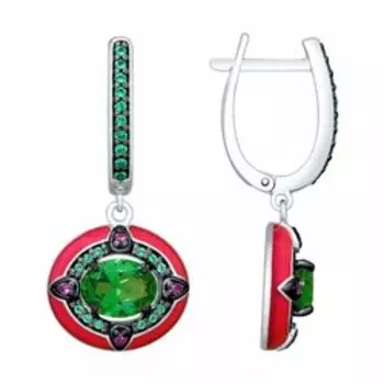 Серебряные серьги с ситаллами и эмалью