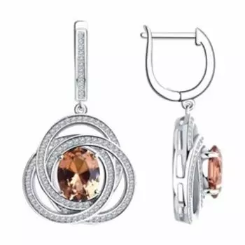 Серебряные серьги с ситаллами и фианитами