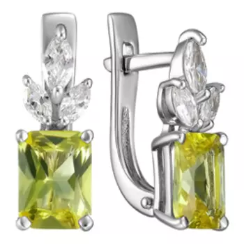 Серебряные серьги с ситаллами и фианитами