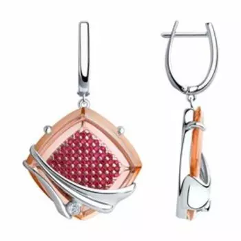 Серебряные серьги с ситаллами и фианитами