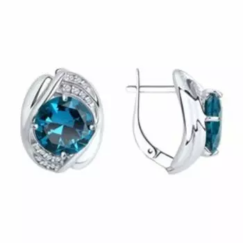 Серебряные серьги с ситаллами и фианитами