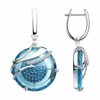 Серебряные серьги с ситаллами и фианитами