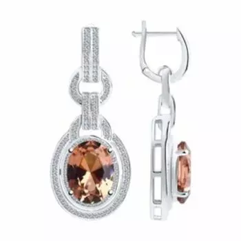 Серебряные серьги с ситаллами и фианитами