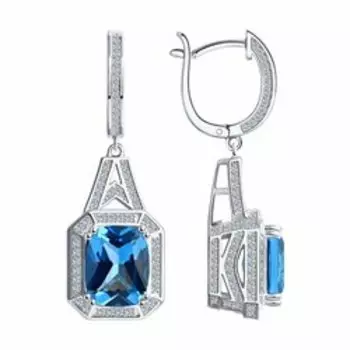 Серебряные серьги с ситаллами и фианитами