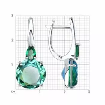 Серебряные серьги с ситаллами и фианитами