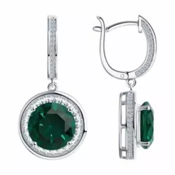 Серебряные серьги с ситаллами и фианитами