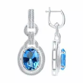 Серебряные серьги с ситаллами и фианитами