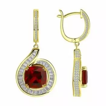 Серебряные серьги с ситаллами и фианитами