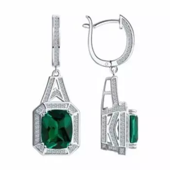 Серебряные серьги с ситаллами и фианитами