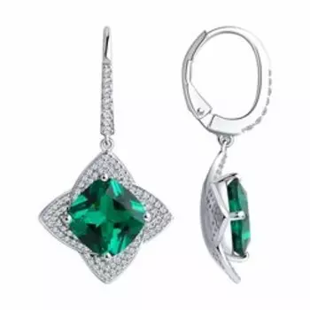 Серебряные серьги с ситаллами и фианитами