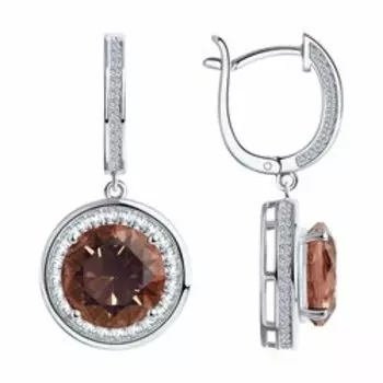 Серебряные серьги с ситаллами и фианитами