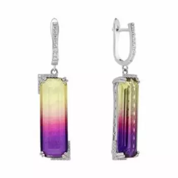 Серебряные серьги с ситаллами и фианитами