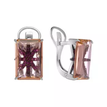 Серебряные серьги с ситаллами и рубинами