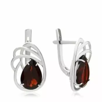 Серебряные серьги с гранатовыми ситаллами