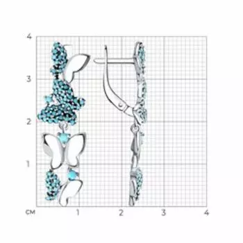 Серебряные серьги с ситаллом "Бабочки"