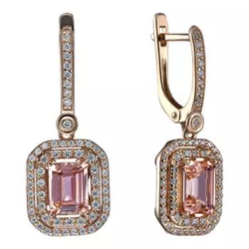 Серебряные серьги с ситаллом и фианитами