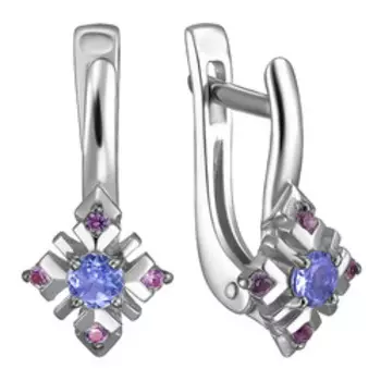 Серебряные серьги с танзанитами и александритами