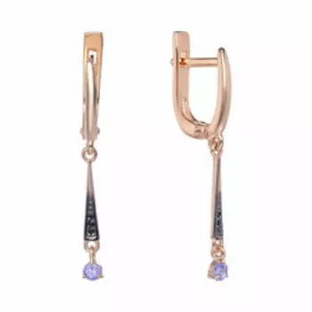 Серебряные серьги с танзанитами и фианитами