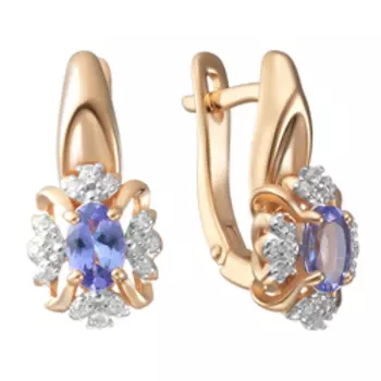 Серебряные серьги с танзанитами и фианитами